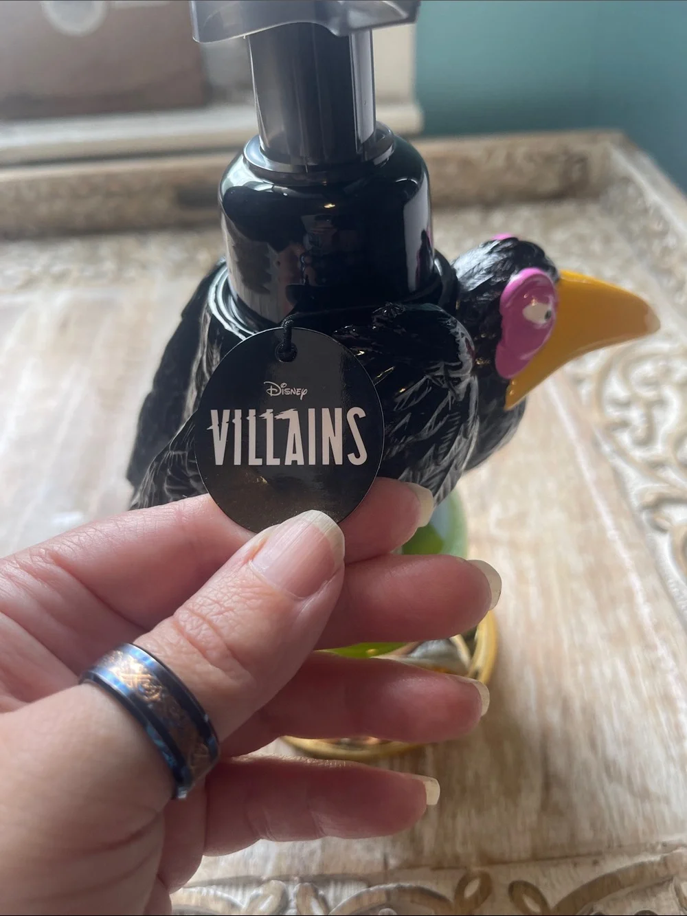 Decorative Raven Foaming Soap Dispenser with Yellow Beak